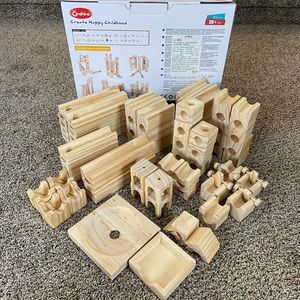 Wood Marbles Building 80pc Set